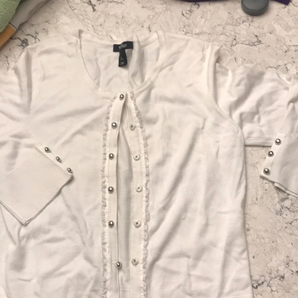 White House Black Market WHBM ivory cardigan SALE